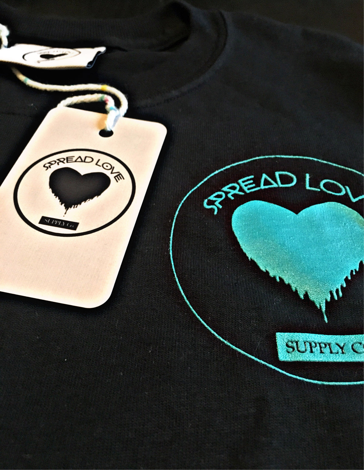 Spread Love Classic Graphic Tee (Black &amp; Teal)
