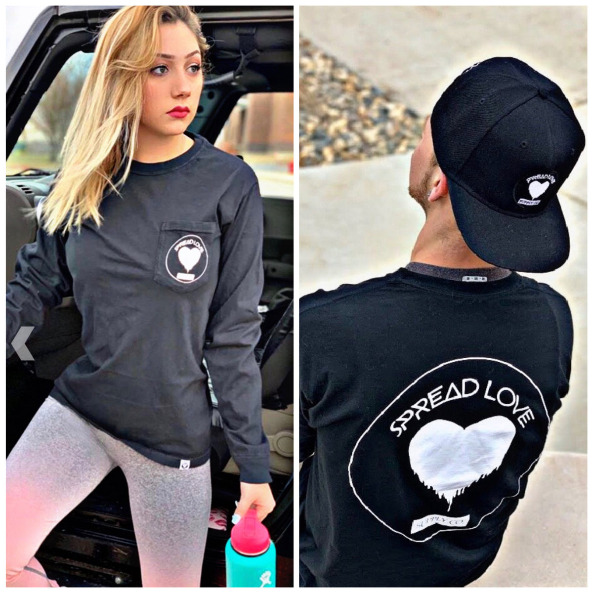 Spread Love Long Sleeve Pocket Tee Original (Black)