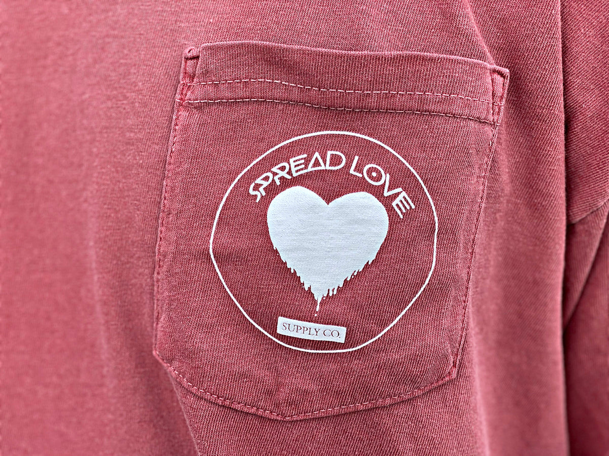 Spread Love Long Sleeve Pocket Tee Original (Crimson)