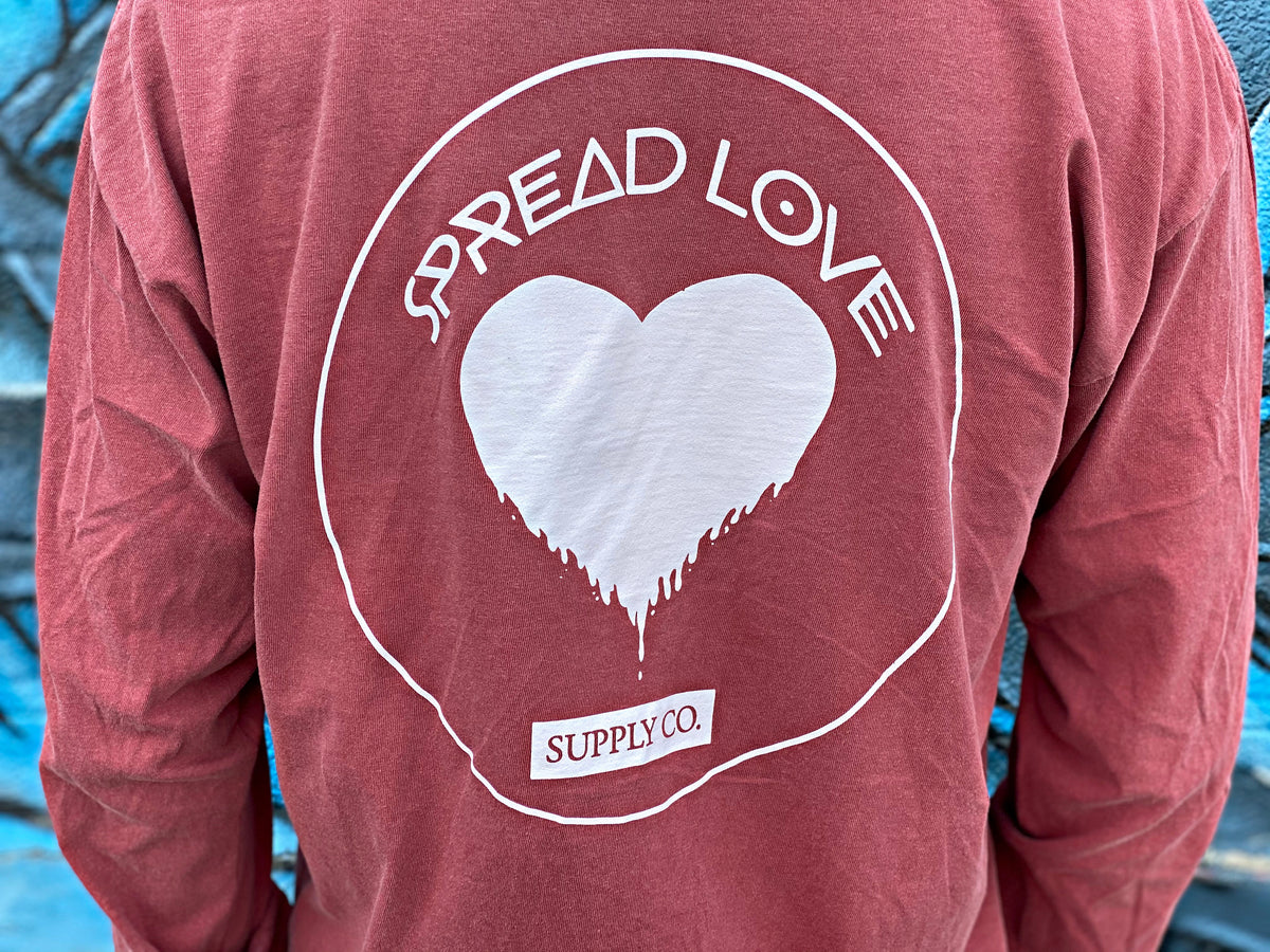 Spread Love Long Sleeve Pocket Tee Original (Crimson)