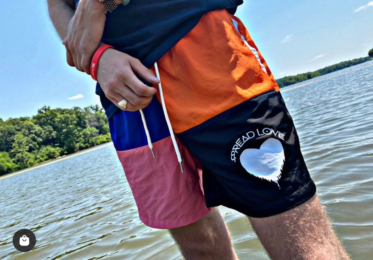 Spread Love Color Block Drawstring Board Shorts