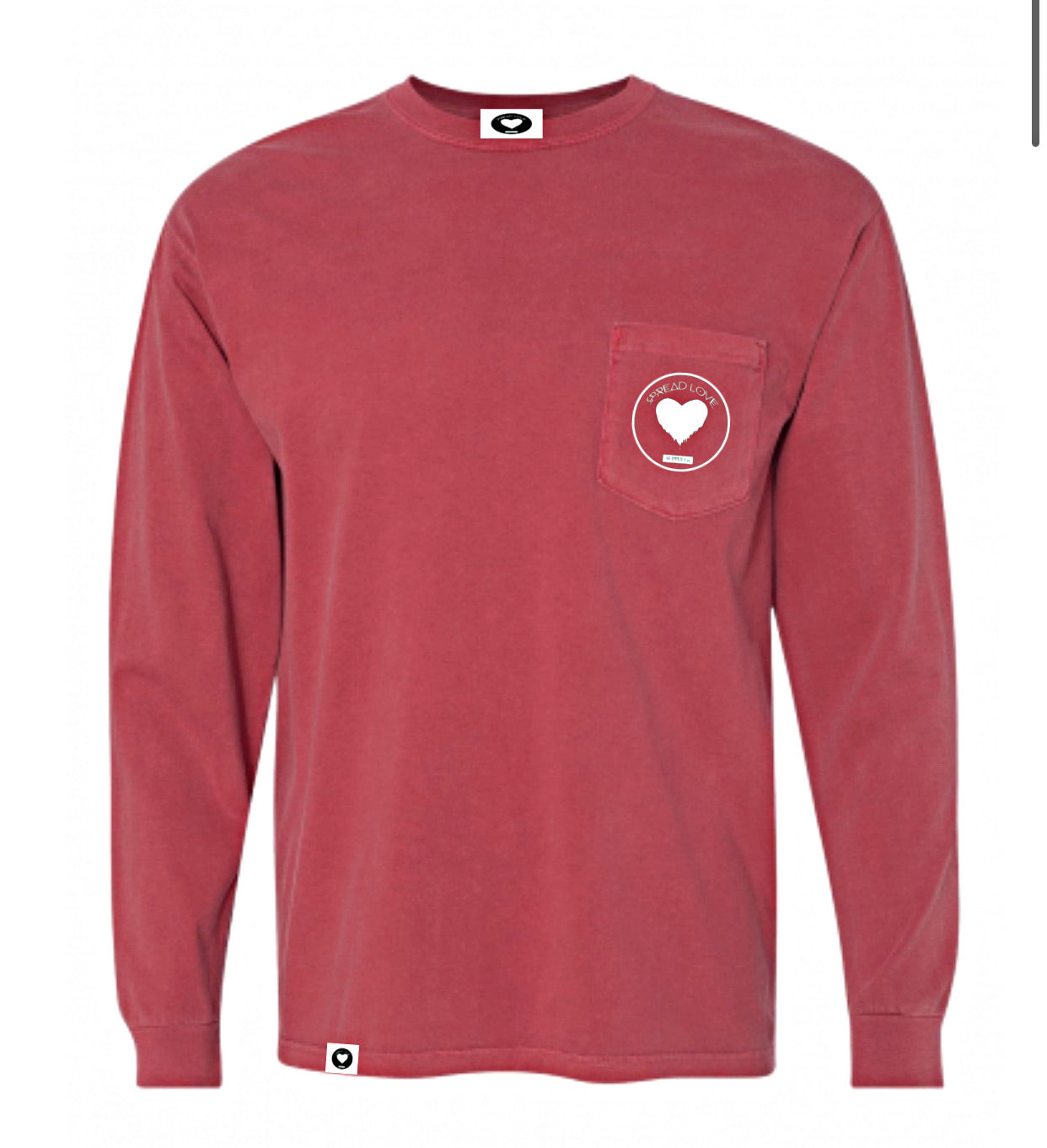 Spread Love Long Sleeve Pocket Tee Original (Crimson)